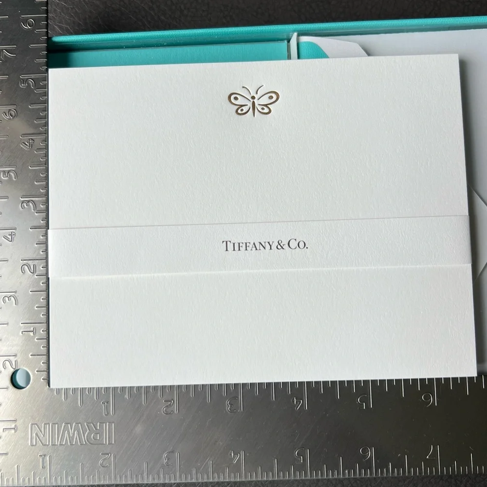 Tiffany & Co. Flat Note Cards with Gold Tone Butterfly & Matching Envelopes